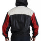 Black Leather Hooded Blouson Jacket