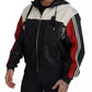 Black Leather Hooded Blouson Jacket