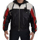 Black Leather Hooded Blouson Jacket