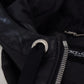Black Leather Hooded Blouson Jacket