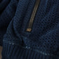 Blue Leather Perforated Full Zip Jacket