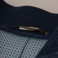 Blue Leather Perforated Full Zip Jacket
