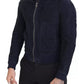 Dark Blue Suede Lambskin Blouson Jacket