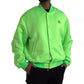 Neon Green Polyester Long Sleeves Men Bomber Jacket