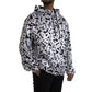 White Black Logo Hooded Full Zip Bomber Jacket