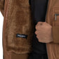 Brown Leather Fur Button Biker Coat Jacket