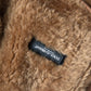 Brown Leather Fur Button Biker Coat Jacket