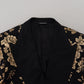 Gold Black Floral Embroidered Jacket Blazer