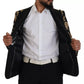 Gold Black Floral Embroidered Jacket Blazer