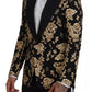Gold Black Floral Embroidered Jacket Blazer