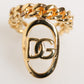 Gold Tone Brass Oval DG Logo Chain Adjustable Ring