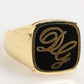 Gold Tone Enamel Brass Signet DG Logo Adjustable Ring