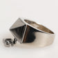 Silver Tone Pyramid DG Logo Real Brass Ring