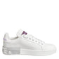 White Purple Leather Low Top Sneakers Shoes