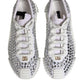 White NS1 Canvas Leather Embellished Sneakers Shoes
