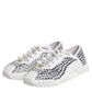 White NS1 Canvas Leather Embellished Sneakers Shoes