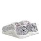 White NS1 Canvas Leather Embellished Sneakers Shoes