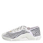 White NS1 Canvas Leather Embellished Sneakers Shoes