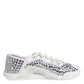 White NS1 Canvas Leather Embellished Sneakers Shoes