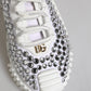 White NS1 Canvas Leather Embellished Sneakers Shoes