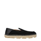 Black Leather Espadrilles