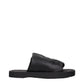 Black Leather Slippers Sandals