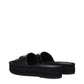 Black Leather Slippers Sandals