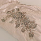 Beige Sequined Flower Flare Ball Gown Dress