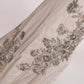 Beige Sequined Flower Flare Ball Gown Dress