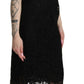 Black Floral Lace Sheath Knee Length Dress