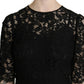 Black Floral Lace Sheath Knee Length Dress