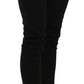 Black Mid Waist Slim Fit Skinny Denim Casual Pants Jeans