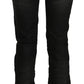Black Washed Mid Waist Regular Leg Skinny Denim Jeans