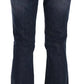 Blue Washed Mid Waist Flared Denim Casual Pants Jeans
