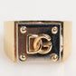 Gold Tone Brass Signet Square DG Logo Plaque Men Ring