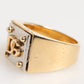 Gold Tone Brass Signet Square DG Logo Plaque Men Ring