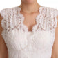 White Flower Lace Corsage Long Maxi Dress