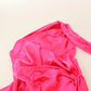 Pink Sheath Silk Bow Open Shoulder Dress