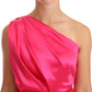 Pink Sheath Silk Bow Open Shoulder Dress