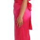 Pink Sheath Silk Bow Open Shoulder Dress
