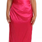 Pink Sheath Silk Bow Open Shoulder Dress
