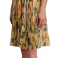Yellow Floral Print Pleated Maxi Dress