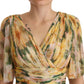 Yellow Floral Print Pleated Maxi Dress