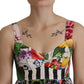 Multicolor Poplin Floral Mini Flared Dress