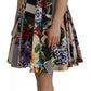 Multicolor Poplin Floral Mini Flared Dress