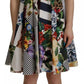 Multicolor Poplin Floral Mini Flared Dress