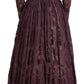 Purple Viscose Crystal A-Line Gown Dress