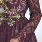 Purple Viscose Crystal A-Line Gown Dress