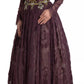 Purple Viscose Crystal A-Line Gown Dress