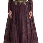 Purple Viscose Crystal A-Line Gown Dress